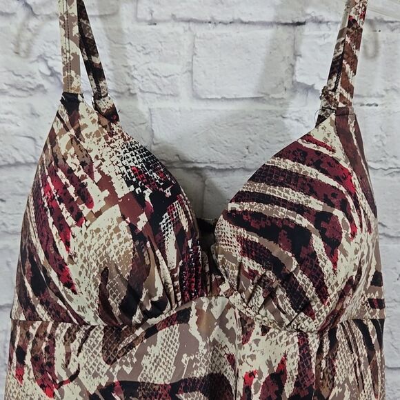 Swimsuits For All Women's Plus 38D Bra Sized Faux Flyaway Underwire Tankini Top - Picture 3 of 15